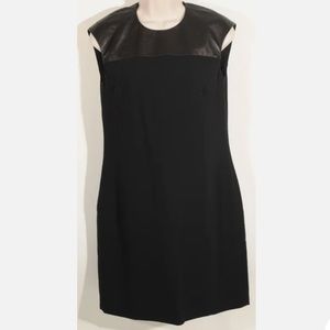 Ralph Lauren Dress Womens 6 Black Label Wool Sleeveless with Lamb Leather Trim